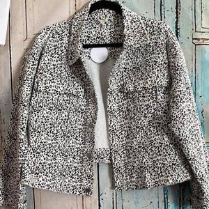 Black and White Leopard Print Jean Jacket